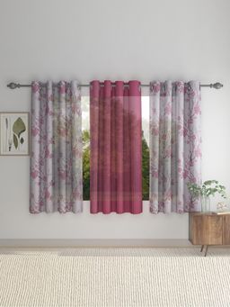HOSTA HOMES - Pink 5 Feet Window Curtains
