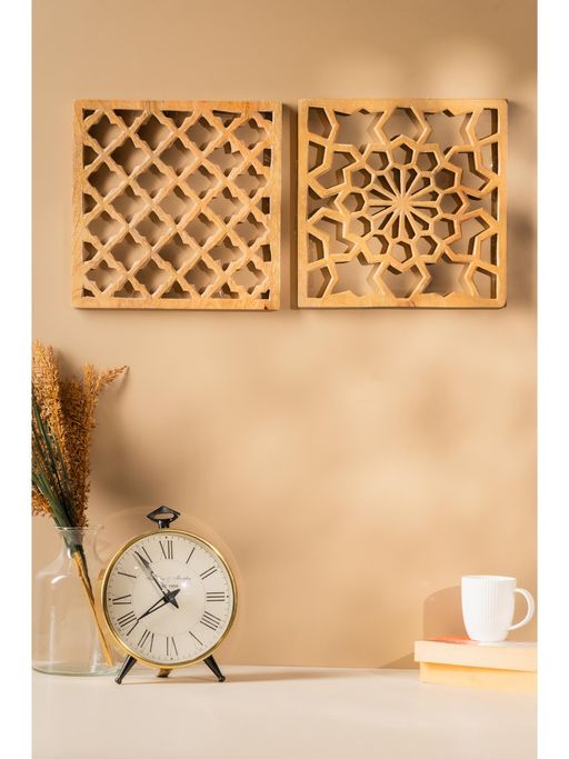 SG Home Wooden Weave Wall Art (Set Of 2)