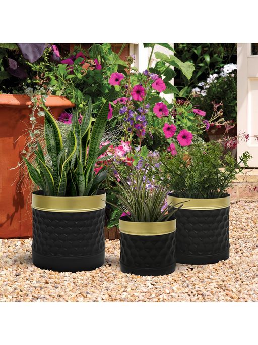 Metalsmith Black Plan Container Metal Planters (Set Of 3)