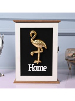 Voncasa - Gold Flamingo Rectangular Wooden Key Box