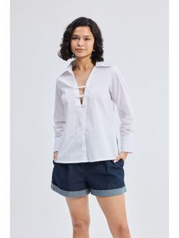 Reistor - White Crisp Details Button-Down Top