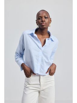 Reistor - Blue Crop It Like It's Hot Shirt In Stripes