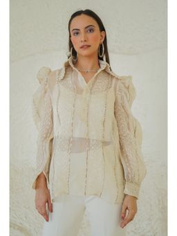 Ruhm - Ivory Ruffle Glimmer Top