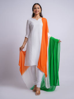 Vastramay - Women Cotton Three Fourth Sleeves Solid Kurta with Leggings & Dupatta (Set of 3)