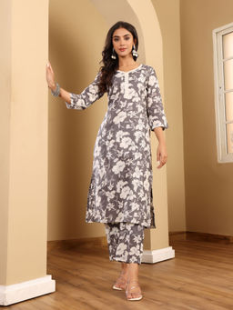 Varanga - Women Floral Printed Kurta with Trouser (Set of 2)
