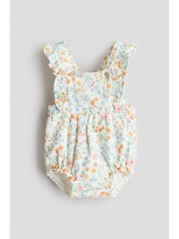 H&M - Girls White Cotton Dungaree Shorts