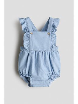 H&M - Girls Blue Cotton Dungaree Shorts