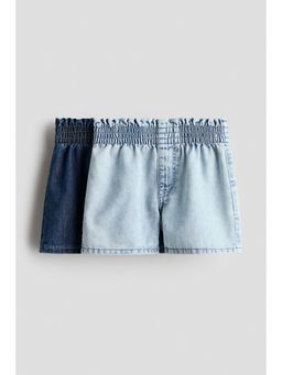 H&M - Girls Blue 2-Pack Denim Paper Bag Shorts
