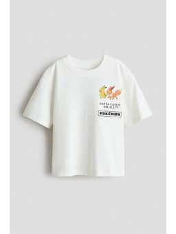 H&M - Boys White Oversized Printed T-Shirt