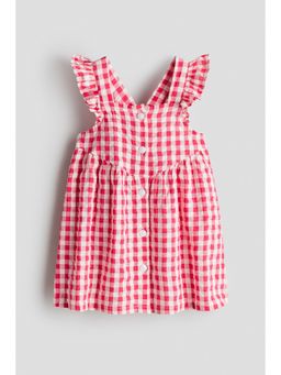 H&M - Girls Pink Flounce-Trimmed Cotton Dress