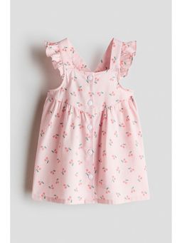 H&M - Girls Pink Flounce-Trimmed Cotton Dress