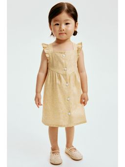 H&M - Girls Yellow Flounce-Trimmed Cotton Dress