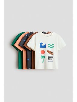 H&M - Boys Green 5-Pack Jersey T-Shirts