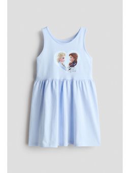 H&M - Girls Blue Printed Cotton Dress