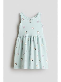 H&M - Girls Turquoise Printed Cotton Dress
