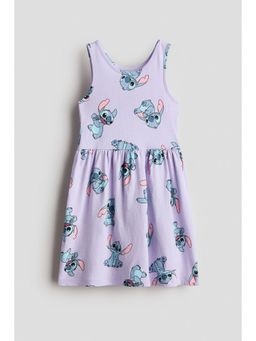 H&M - Girls Purple Printed Cotton Dress