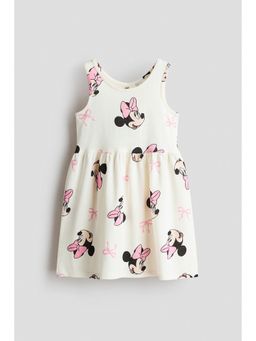 H&M - Girls White Printed Cotton Dress