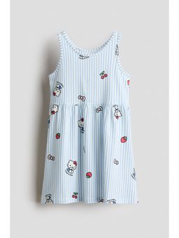 H&M - Girls Blue Printed Cotton Dress
