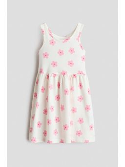 H&M - Girls White Patterned Cotton Dress