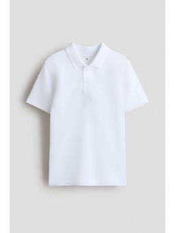 H&M - Boys White Cotton Piqu Polo T-Shirt