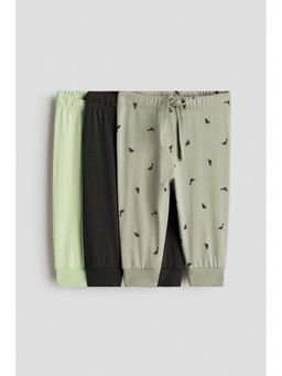 H&M - Unisex Green 3-Pack Cotton Jersey Joggers