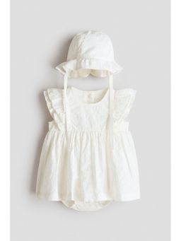 H&M - Girls White 2-Piece Patterned Muslin Set