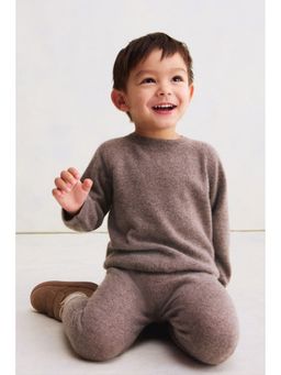 H&M - Unisex Brown Cashmere-Knit Trousers