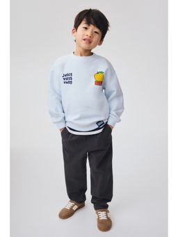 H&M - Boys Grey Cotton Seersucker Trousers