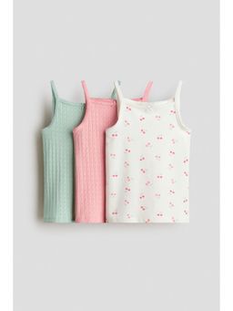 H&M - Girls Pink 3-Pack Cotton Strappy Tops