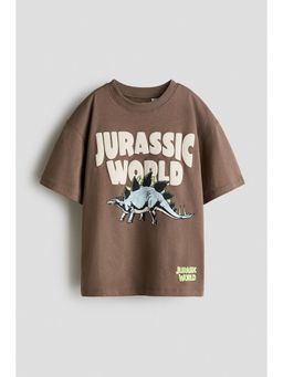 H&M - Boys Beige Oversized Printed T-Shirt