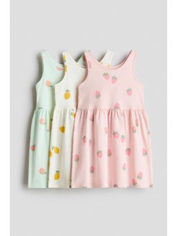H&M - Girls Pink 3-Pack Printed Cotton Dresses