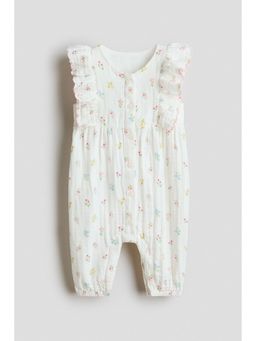 H&M - Girls White Frilled Muslin Romper Suit