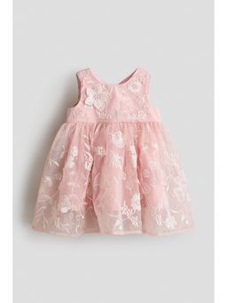 H&M - Girls Pink Embroidered Organza Dress