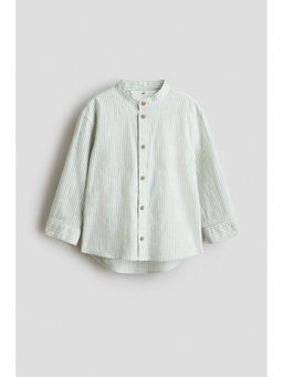H&M - Boys Green Cotton Grandad Shirt