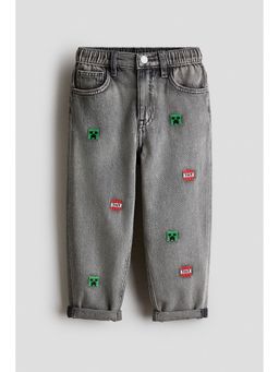 H&M - Boys Grey Regular Fit Printed Jeans
