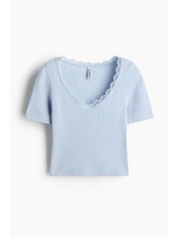 H&M - Women Blue Rib-Knit Top