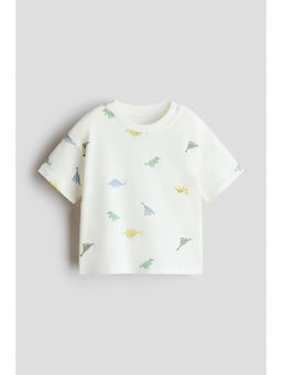 H&M - Boys White Printed Cotton T-Shirt