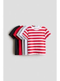 H&M - Boys Red 5-Pack Cotton T-Shirts