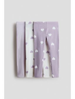 H&M - Girls White 3-Pack Cotton Jersey Leggings