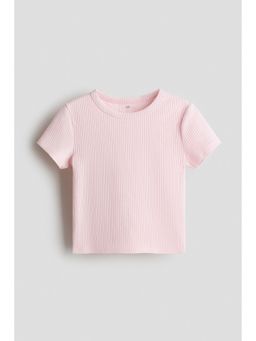 H&M - Girls Pink Ribbed Cotton Top