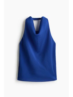 H&M - Women Blue Cowl-Neck Halterneck Top