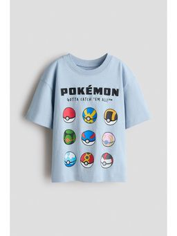 H&M - Boys Blue Oversized Printed T-Shirt