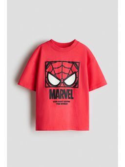 H&M - Boys Red Oversized Printed T-Shirt