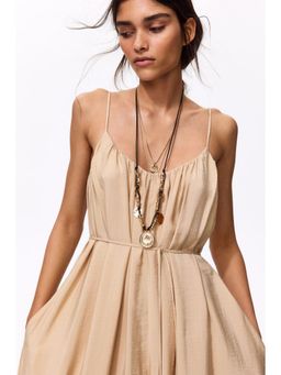 H&M - Women Beige Balloon-Leg Jumpsuit
