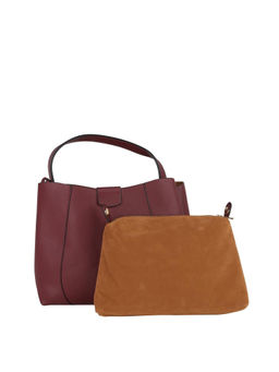 Van Heusen - Maroon Solid Handbag with Pouch (Set of 2)