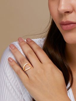 MINUTIAE - Gold-Plated Crystal-Studded Adjustable Finger Ring
