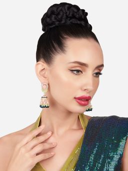Zaveri Pearls - Multicolour Beaded Kundan Jhumki Earring-ZPFK16160