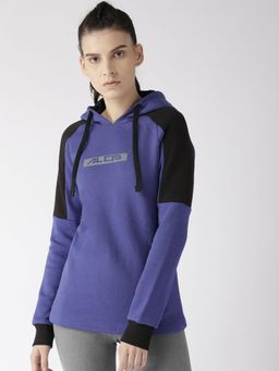 Alcis - Women Blue Printed Detail Hooded Sweatshirt
