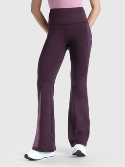 Musclemind - Women Maroon Glare Flare Trackpant