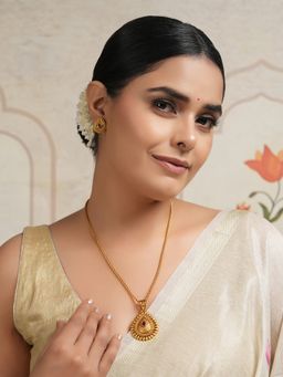 Smars Jewelry - Amazing Antique Gold Pear Shaped Antique Gold Pendant Set